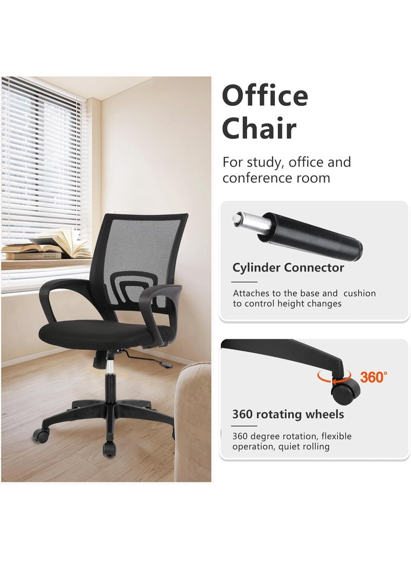 Chulovs Black Ergonomic Home‑Office Desk Chair, 360‑Degree Swivel Computer Chair with Adjustable Height, Built‑in Lumbar Support, Padded Armrests and High‑Density Mesh Back for Adults - Image 5