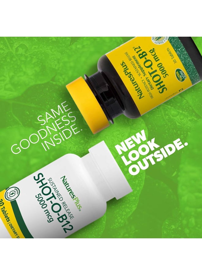 ناتشرز بلس NaturesPlus شوت-او-بي12 5000 ميكروجرام أقراص ممتدة المفعول، 30 قرص - Image 1