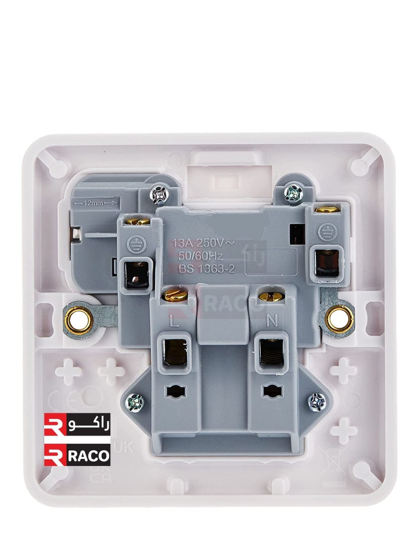 RACO RACO UK Standard 13A Switch Socket White with Safety Shutter (SINGLE SOCKET)  - Image 3
