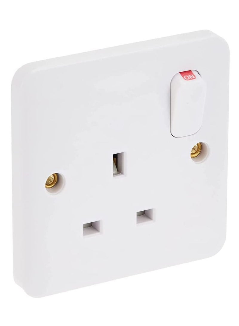 RACO RACO UK Standard 13A Switch Socket White with Safety Shutter (SINGLE SOCKET)  - Image 1