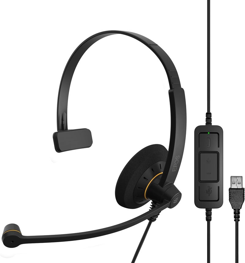 EPOS سماعة سنايزر SC 30 USB ML (504546) - سماعة عمل أحادية الجانب | لسكايب للأعمال | مع صوت عالي الدقة، ميكروفون مانع للضوضاء، وموصل USB (أسود) - Image 1