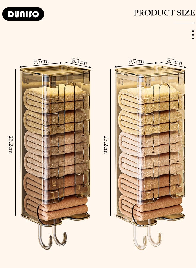 DUNISO 2 Pack Wall Mounted Underwear Storage Box, Multifunctional Sock Organizer with Hook and Lids, No-Drilling Drawer Organizer, Hanging Underwear Organizer for Wardrobe Cabinet Bedroom Socks Lingerie  - Image 4