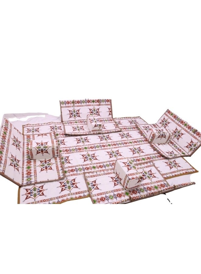 سمارت هوم مجموعة جلوس أرضية تراثية مكونة من 9 قطع مناسبة للسفر والرحلات  البرية والحديقة  , طقم فرشة تخييم ارضية مع اربع مراكى و 4 كراسي  وبساط من القماش عالي الجودة يكفي ل 8 أشخاص - Image 2