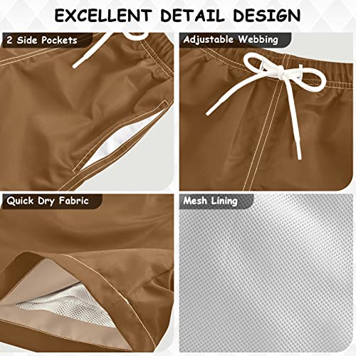 DOMIKING Brown Boys' Pull On Swim Trunks Quick Dry Boardshorts for Kid Boy Toddler - Image 3