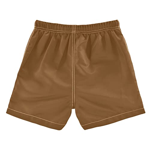 DOMIKING Brown Boys' Pull On Swim Trunks Quick Dry Boardshorts for Kid Boy Toddler - Image 2