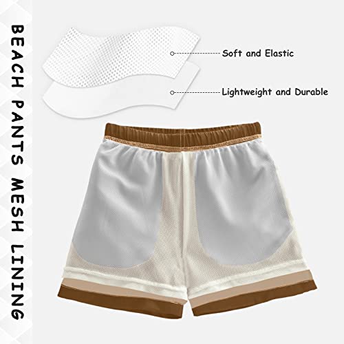 DOMIKING Brown Boys' Pull On Swim Trunks Quick Dry Boardshorts for Kid Boy Toddler - Image 4