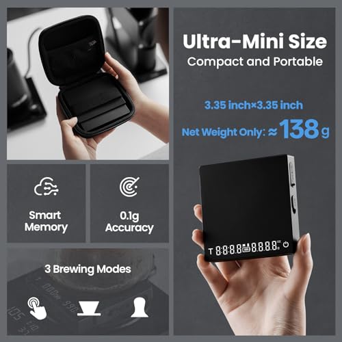MHW-3BOMBER MHW3BOMBER Super Mini Espresso Scale with Timer Digital Coffee Scale with EspressoPour OverManual Mode Rechargeable Coffee Bean Scale Portable Scale with a Storage Bag for Outdoor UseES5788B - Image 3