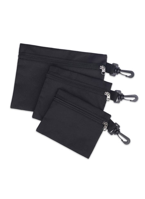 Canvas Bag, Small Parts Tool Organizer with Carabiner, Zip Mini Tool Bag, Multipurpose Storage Organizer, Men's Auto Motorcycle Tool Bag (3 Pack)