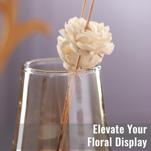 PulGos 9 Inch Crystal Amber Decorative Glass Flower Vase for Living Room, Bedroom & Home Décor | Table Centerpiece for Fresh & Artificial Flowers | Aesthetic Home & Office Décor Accent Showpiece. - Image 3