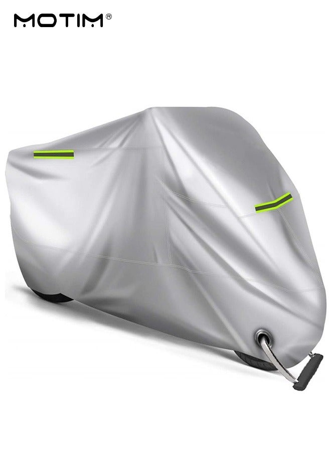 موتيم غطاء دراجة نارية XXXL 265*105*125 سم، غطاء دراجة نارية من البوليستر لجميع المواسم، مقاوم للعوامل الجوية، مقاوم للماء، يحمي من أشعة الشمس، مع فتحات قفل وحقيبة تخزين - Image 1