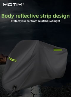 Motim Motorcycle Cover, Polyester Motorbike Cover All Season Universal Weather Waterproof Sun Outdoor Protection with Lock-Holes & Storage Bag, 3XL, 265*105*125 cm  - Image 3