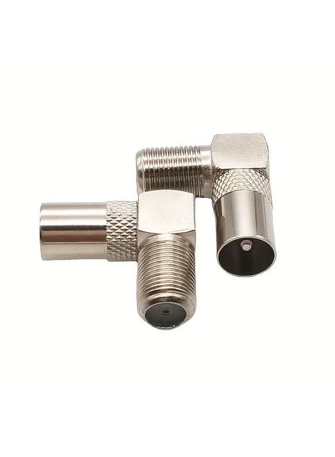 2pcs 90 Degree Right Angle TV Antenna Adapter F Female To Male Connector Brass Bronze Finish - Image 1