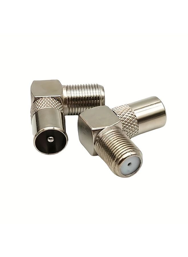 2pcs 90 Degree Right Angle TV Antenna Adapter F Female To Male Connector Brass Bronze Finish - Image 2