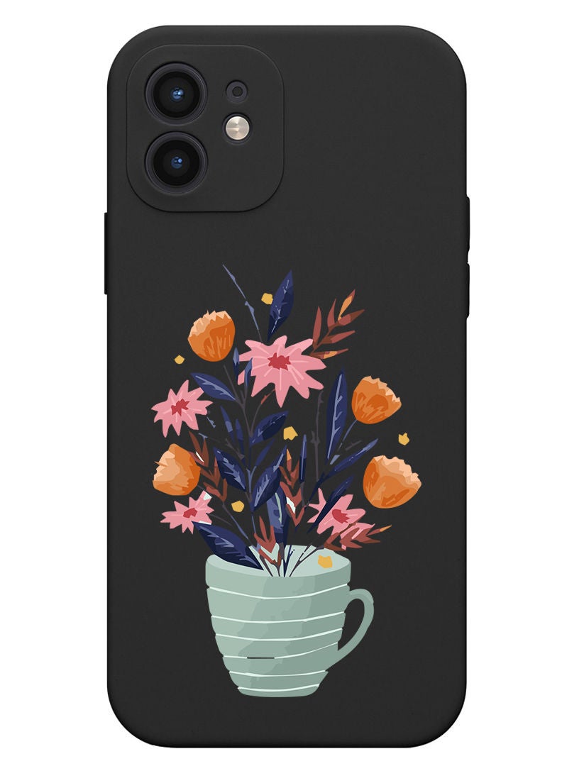 Theodor Protective Slim Fit Case Liquid Silicone Cover with Full Body Protection Anti-Scratch Shockproof Case For iPhone 12 Black  - Cupid finally got it right copy - Image 1