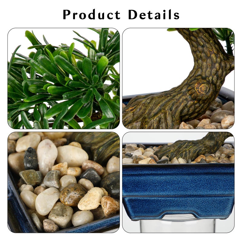 Briful Artificial Bonsai Tree Faux Plants Indoor Small Fake Plants Decor with Blue Ceramic Pots for Home Table Office Desk Bathroom Shelf Bedroom Living Room Farmhouse Decorations - Image 2