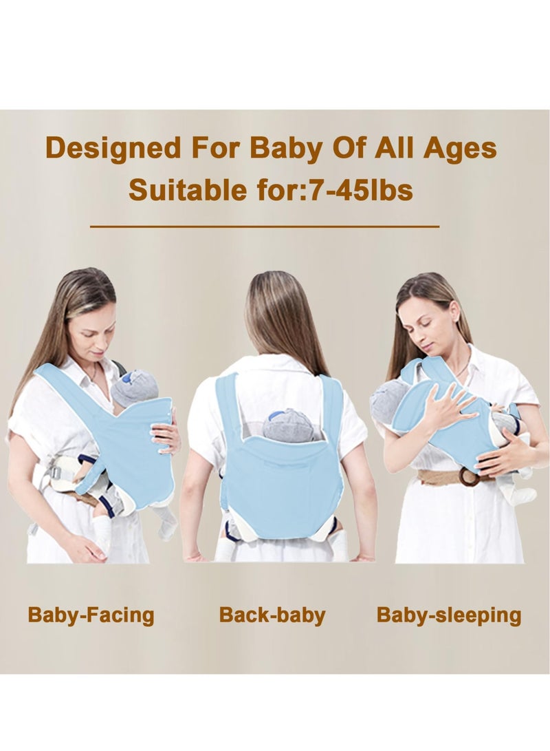 Excefore Baby Sling Carrier, Adjustable Breathable Carrier, Ergonomic Toddler Carrier, Infant Hip Seat Carrier, Suitable for Breastfeeding & On-The-Go (Blue) - Image 2