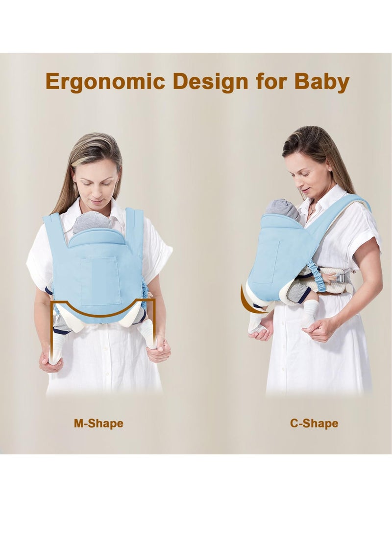 Excefore Baby Sling Carrier, Adjustable Breathable Carrier, Ergonomic Toddler Carrier, Infant Hip Seat Carrier, Suitable for Breastfeeding & On-The-Go (Blue) - Image 4
