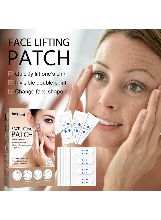 Jaysuing 120 Pcs Face Lifting Patch, Invisible Stretchable Facial Tape, for Double Chin Eyes Skin Facial Wrinkles Double Chin - Image 3