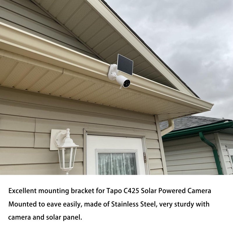 WiTi Gutter Mount Stainless Steel Bracket for Eufy Security SoloCam S340, Solar Security Camera Holder Anti-Rust Screws, No Drill Installation Compatible with IP PTZ Dome Cameras Outdoor - Image 4