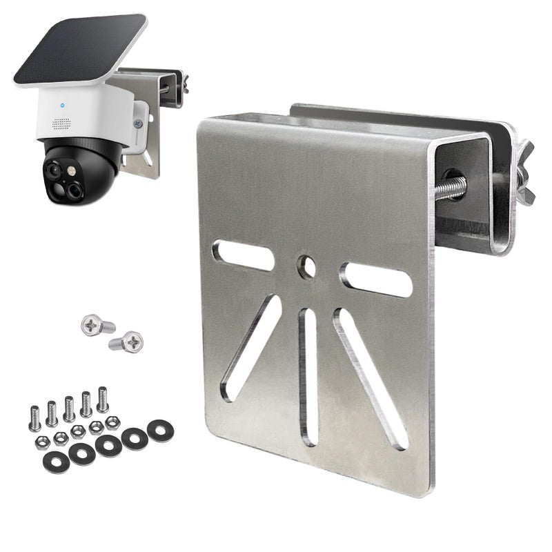 WiTi Gutter Mount Stainless Steel Bracket for Eufy Security SoloCam S340, Solar Security Camera Holder Anti-Rust Screws, No Drill Installation Compatible with IP PTZ Dome Cameras Outdoor - Image 1