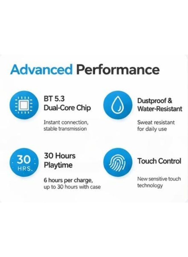 وينماكس سماعات وينماكس JR-T04 S Plus لاسلكية TWS بلوتوث 5.3 تحكم باللمس شحن لاسلكي بطارية 30 ساعة مقاومة للماء مع ميكروفون للآيفون والأندرويد - Image 4