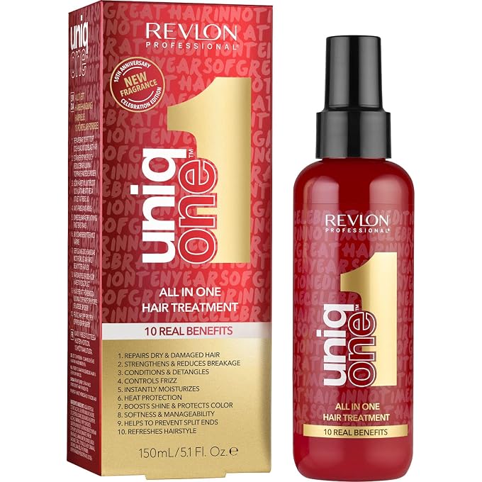 Revlon Professional UNIQONE HAIR TREATMENT CELEBRATION EDITION, Leave-In Hair Treatment, Treatment For Frizzy Hair, Vegan Hair Care, Detangling Spray, Spray-In Hair Conditioner 150 ml - Image 1