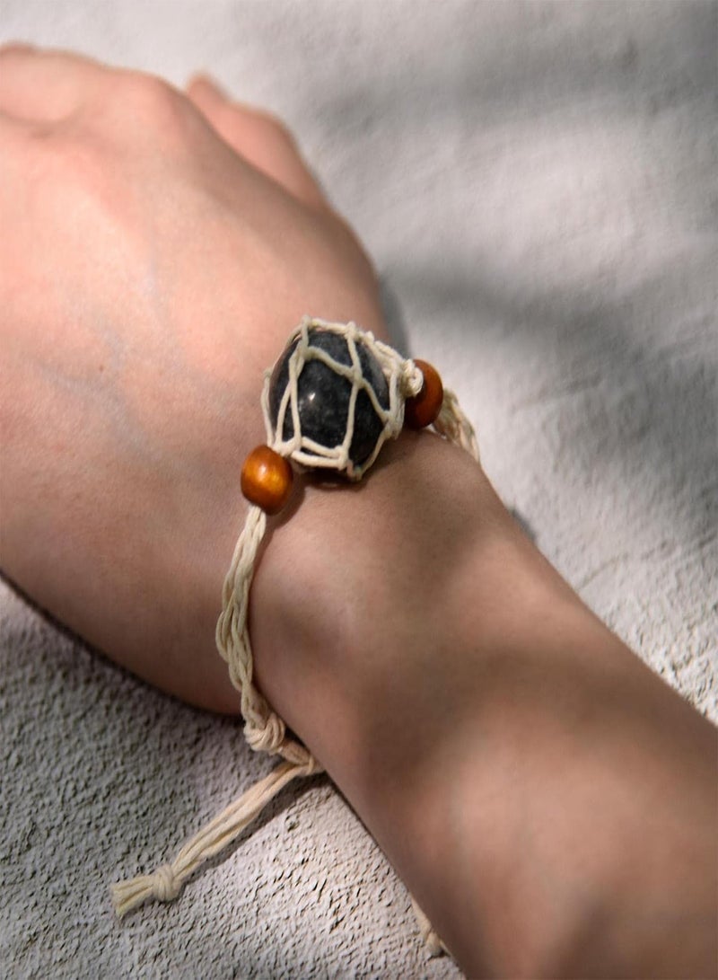 GGOOT Bracelet Cord Holder - Replacement Bracelets Rope with Empty Gemstone Bead Spiral Cages - Adjustable Cord Cage, Fish Netted Bracelets Cord for Stone Necklace DIY Bracelet, Crystal Bracelet - Image 2