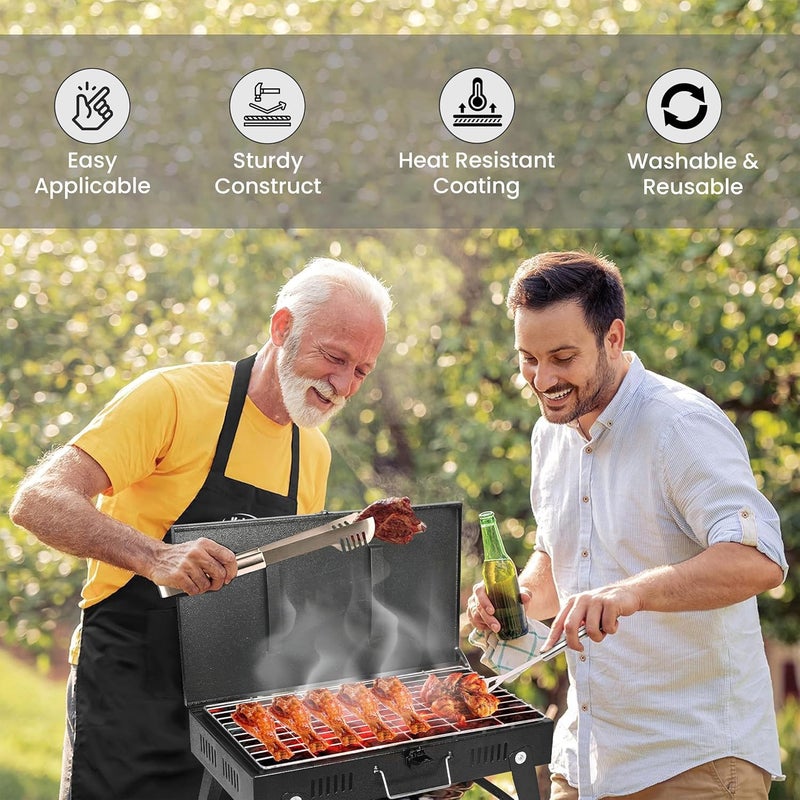 ORILEY شواية فحم محمولة | 4 مجموعة | 8 أسياخ | 1 قفاز | 1 ملقط | أدوات شواء قابلة للطي للمنزل والتخييم والنزهات والسفر والطهي (عبوة من 1، أسود) - Image 4