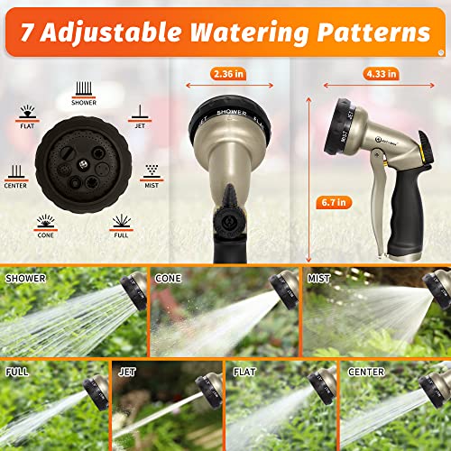 AUTOMAN Garden Hose Nozzle - 7 Patterns Sprayer, 100% Metal High Pressure Spray Nozzle, Labor-Saving Design, Heavy Duty Water Hose Nozzle for Garden Watering, Car Washing, Window Cleaning,Pets Bathing - Image 2