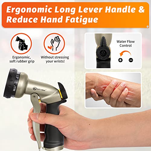 AUTOMAN Garden Hose Nozzle - 7 Patterns Sprayer, 100% Metal High Pressure Spray Nozzle, Labor-Saving Design, Heavy Duty Water Hose Nozzle for Garden Watering, Car Washing, Window Cleaning,Pets Bathing - Image 5