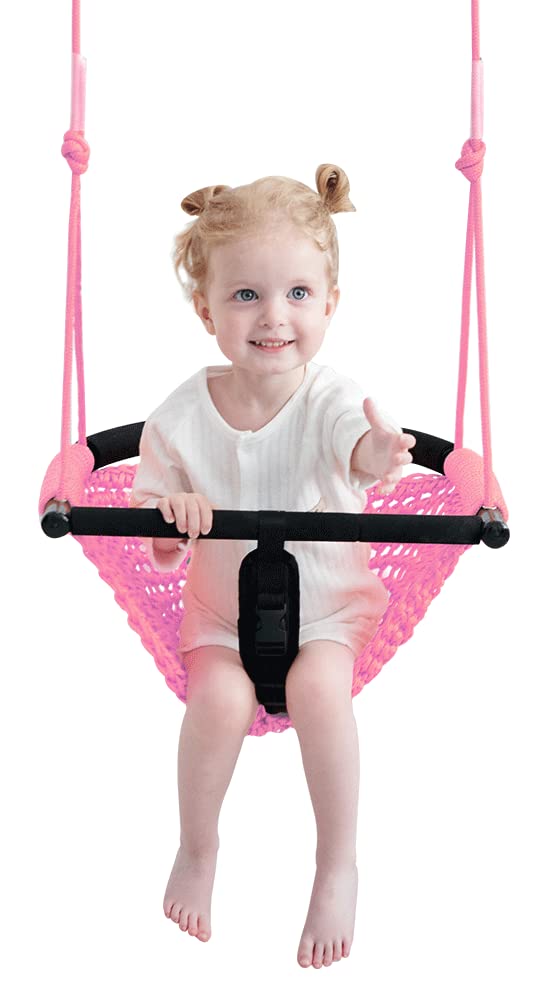 ROPECUBE Toddler Swing 2in1Baby Swing Adjustable Rope Swing Seat for Kids Indoor Outdoor Durable Backyard Swing Set for Infants ToddlersPink - Image 3