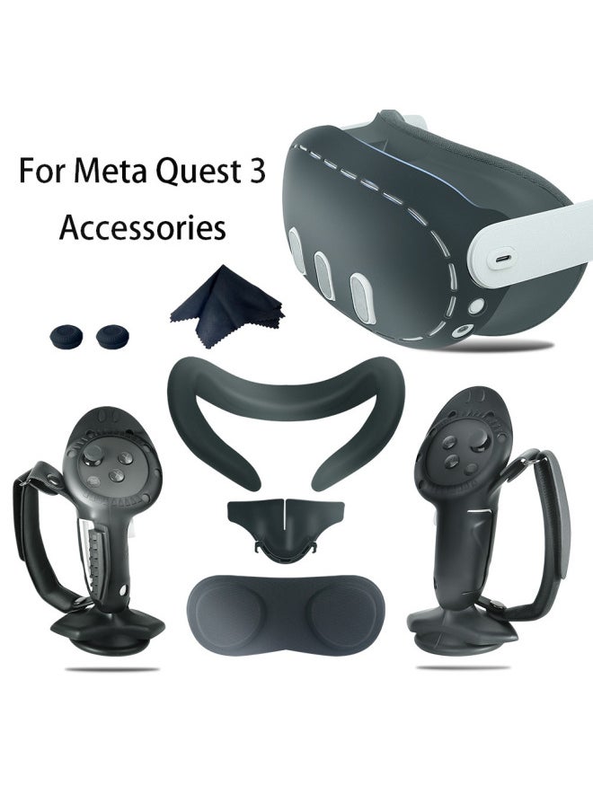 Generic Suitable For Meta Quest 3 Host Protective Cover Not Blocking Signal Source Protective Cover Silicone Accessories Blocking Eye Mask-Product Color:Black Quest3 Handle Protective Cover Shark Style  - Image 2
