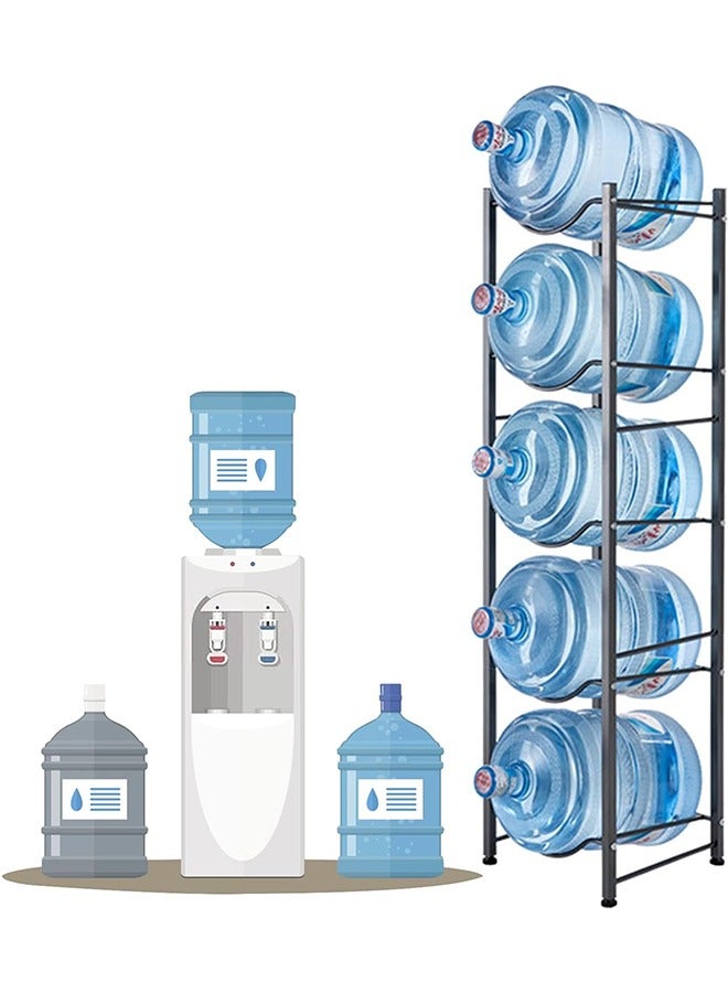 5 Gallon Water Jug Holder, 5 Tier Water Bottle Stand, Heavy Duty Water Dispenser Rack with 5 Slots for Gallon Jugs, Detachable Water Storage Shelf Organizer for Home Living Room Office
