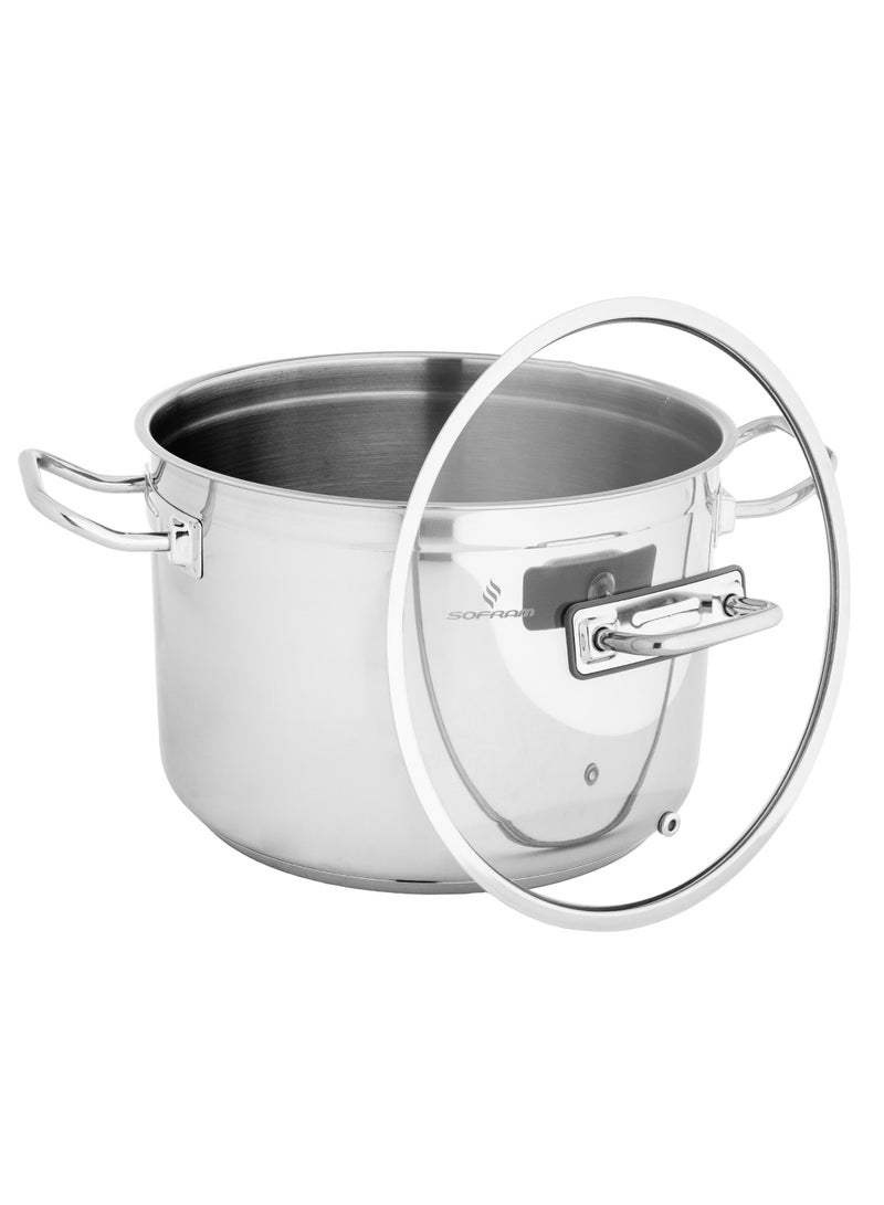 Sofram Turkish Stainless Deep Stock Pot With Glass Lid 20 cm - Image 3