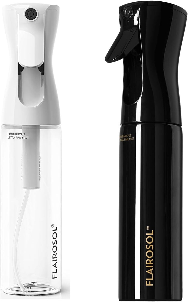 2 Pack Spray Bottle for Hair, 10.01 oz/300 ml, Clear Bottle and Black Bottle - Image 1