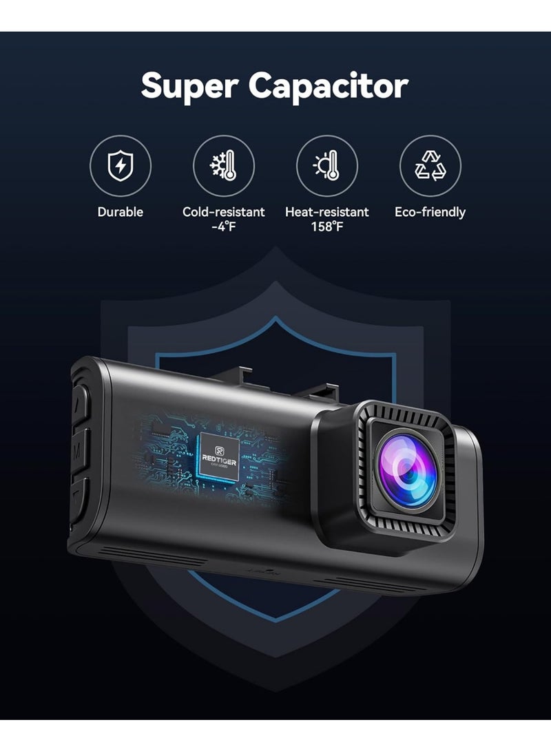 REDTIGER F7NT Touchscreen Dash Cam – 4K Front Camera with 1080P Rear Camera - Image 1