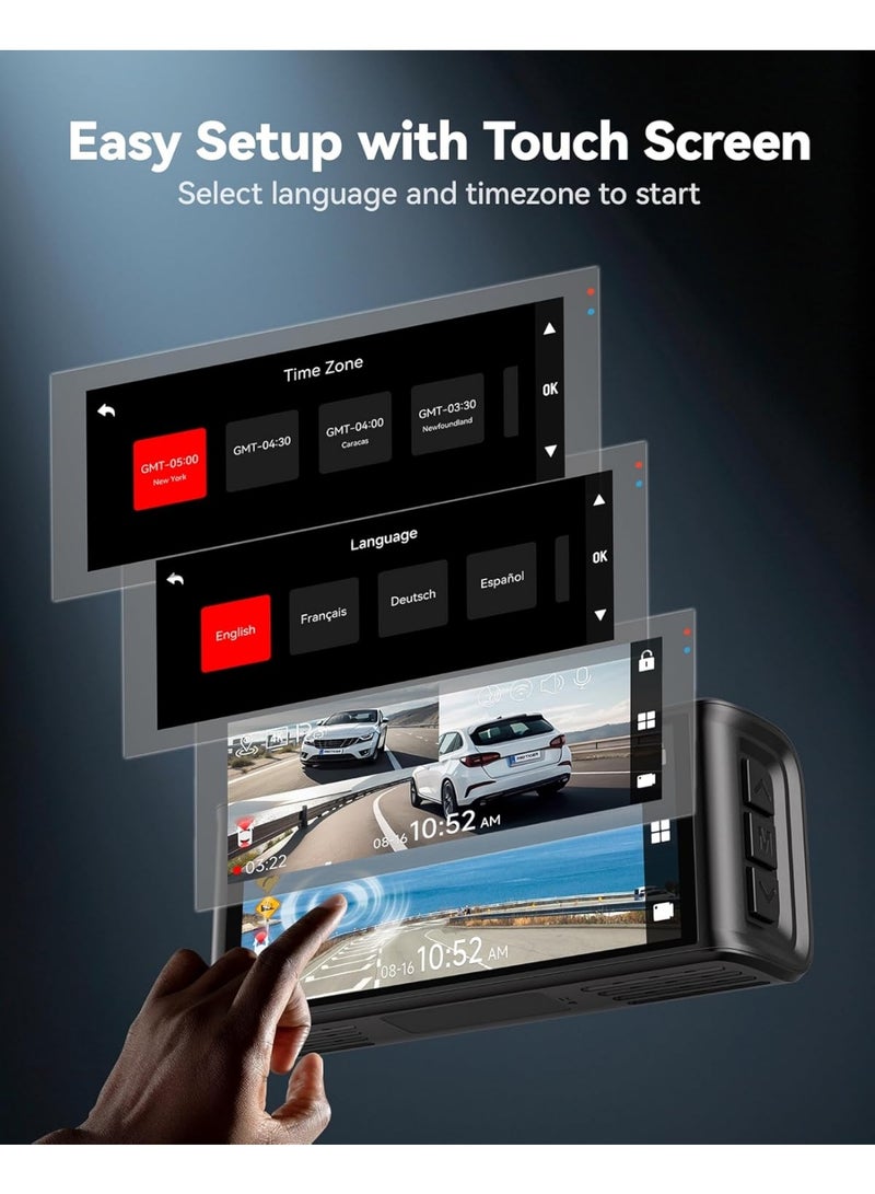 REDTIGER F7NT Touchscreen Dash Cam – 4K Front Camera with 1080P Rear Camera - Image 3