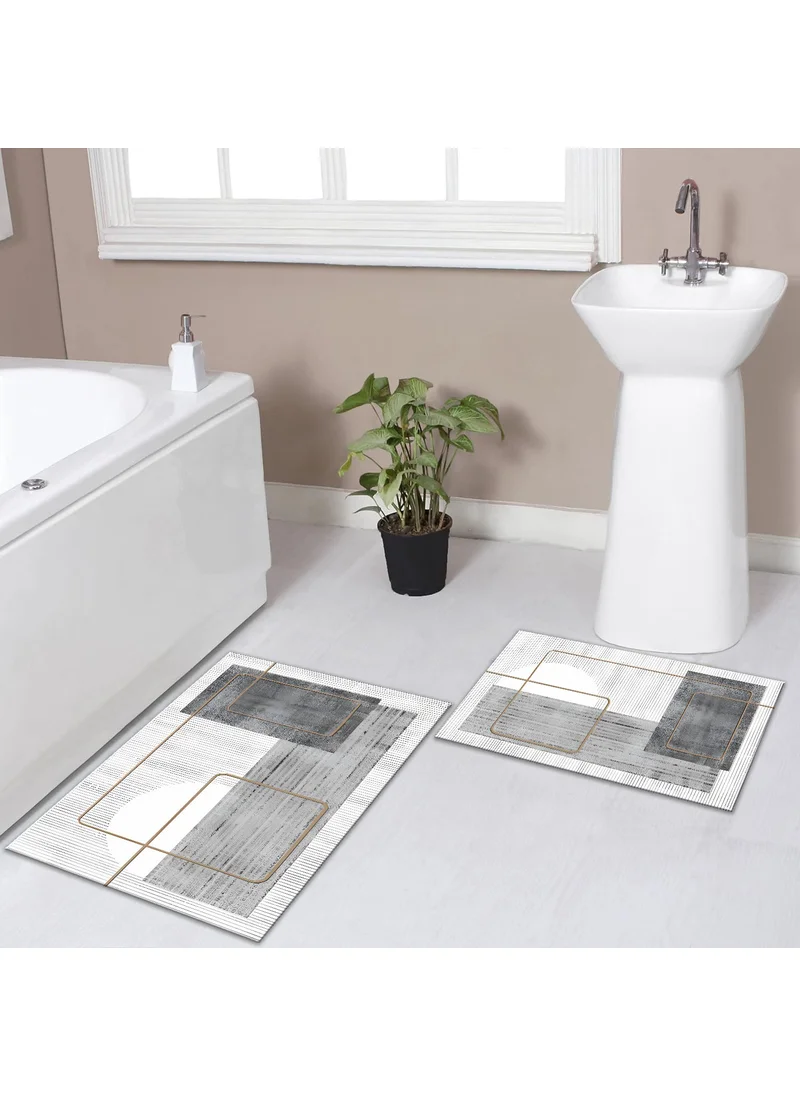 Faiend Washable Digital Printed Bath Mat Set Non-Slip Base Toilet Bowl Set