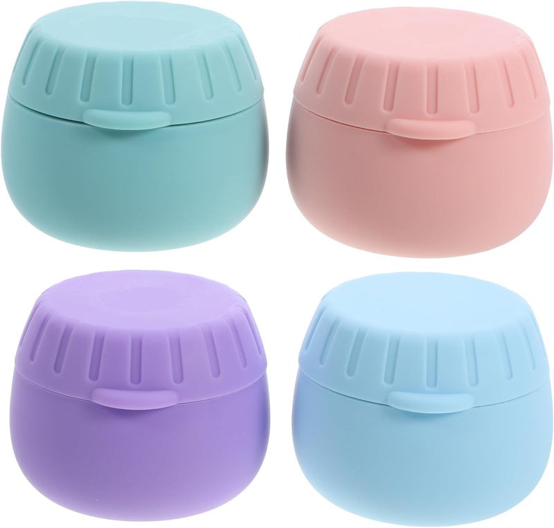 TIDTALEO 4pcs Refillable Small Lotion Jars with Lids, Mini Cosmetic Cream Containers for Travel and Sample Storage, Leak-resistant Silicone Small Storage Boxes for Makeup and Skincare - Image 1
