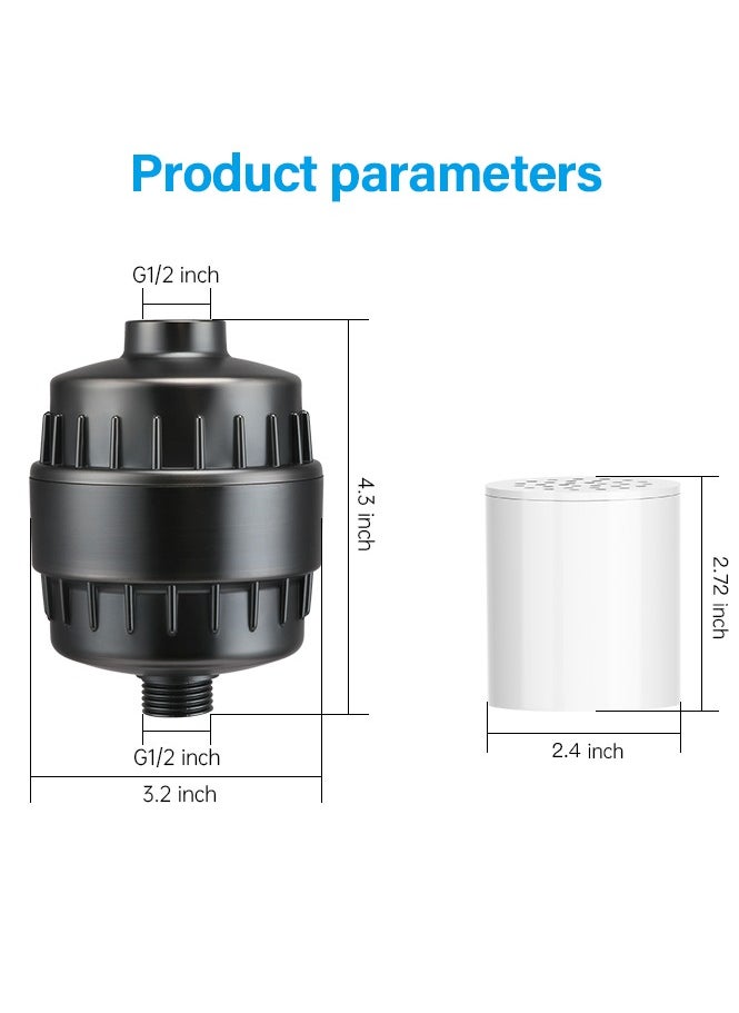 TAYRAN Shower Filter, 15 Stage Shower Head Filter for Hard Water with 2 Cartridges, High Output Shower Water Filter to Remove Chlorine, Fluoride and Other Impurities, Improves Skin Condition, Protects Hair  - Image 5