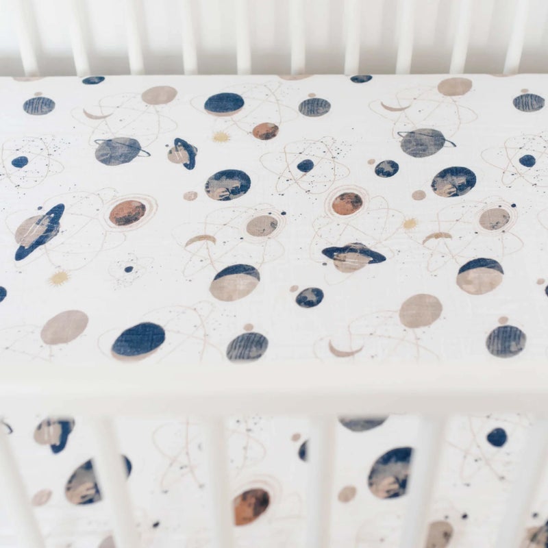 Little Unicorn Premium Crib Sheet | Breathable & Super-Soft Muslin Fabric (Planetary) - Image 2