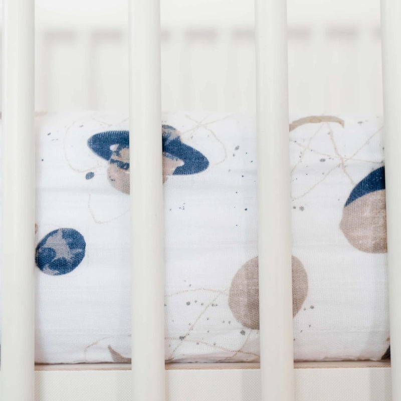 Little Unicorn Premium Crib Sheet | Breathable & Super-Soft Muslin Fabric (Planetary) - Image 3