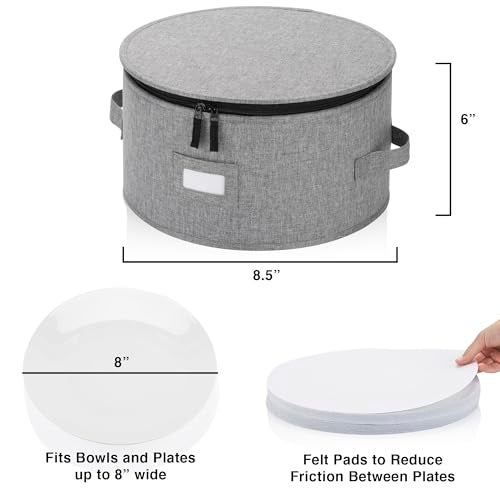 STOZU China Storage Case for Bowls or Dessert Plates - Fit plates up to 8" W - Includes 12 Felt Dividers - Hard Shell and Stackable with Fully Padded Interior - Image 2