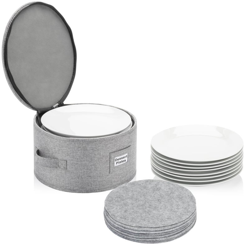STOZU China Storage Case for Bowls or Dessert Plates - Fit plates up to 8" W - Includes 12 Felt Dividers - Hard Shell and Stackable with Fully Padded Interior - Image 1