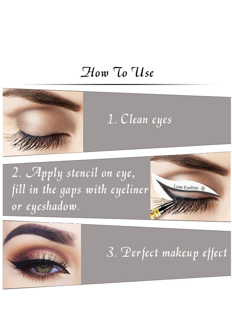 SYOSI Cat Eyeliner Eyeshadow Stencil Sticker, Stamp Pad Stencil Sticker Set for Eyeshadow and Eyeliner for Makeup Beginners Essentials (12 Styles) - Image 4