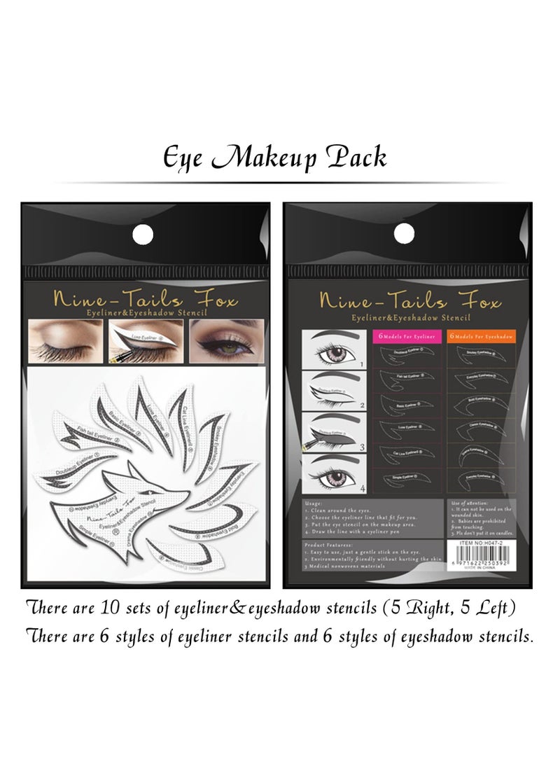 SYOSI Cat Eyeliner Eyeshadow Stencil Sticker, Stamp Pad Stencil Sticker Set for Eyeshadow and Eyeliner for Makeup Beginners Essentials (12 Styles) - Image 3