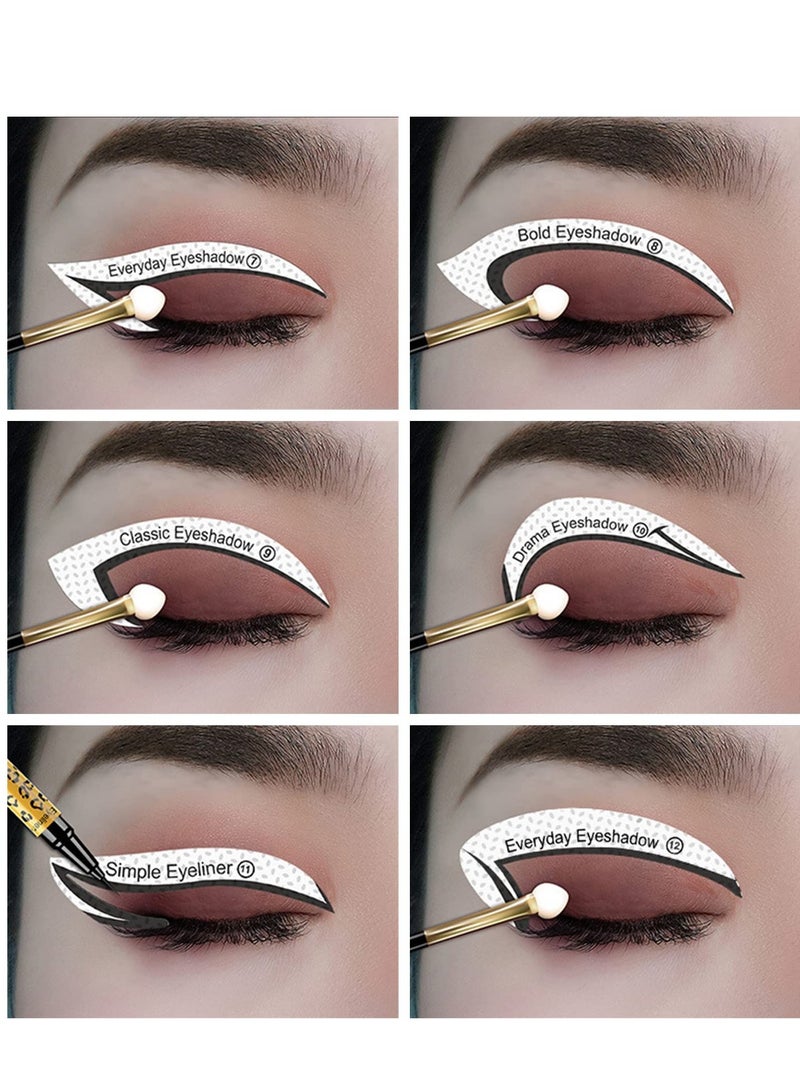 SYOSI Cat Eyeliner Eyeshadow Stencil Sticker, Stamp Pad Stencil Sticker Set for Eyeshadow and Eyeliner for Makeup Beginners Essentials (12 Styles) - Image 2