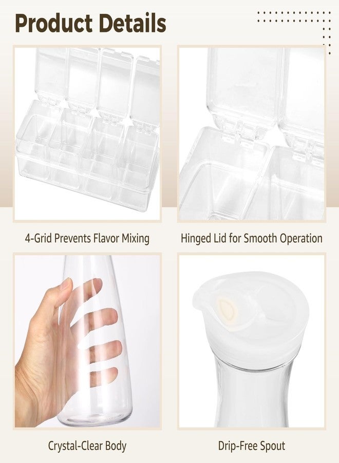 DORMIYA 4PCS 54 oz Plastic Carafe with Lids and 1PCS 4 Grid Seasoning Box Set, Clear Acrylic Juice Containers, Water Bottle, Clear Beverage Containers, Pitcher with Pour Spout and Wide Mouth for Party - Image 3