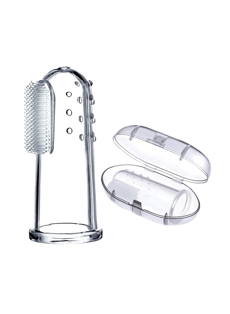 فرشاة أسنان أصابع للأطفال لتدريب التسنين - فرشاة أسنان ناعمة للأطفال والرضع لتنظيف الفم وتدليك الأسنان لتدريب طفلك على عادات الفم الصحية مع علبة سفر بيضاء - Image 1