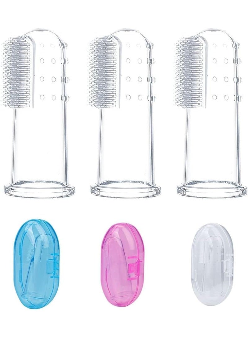 فرشاة أسنان أصابع للأطفال لتدريب التسنين - فرشاة أسنان ناعمة للأطفال والرضع لتنظيف الفم وتدليك الأسنان لتدريب طفلك على عادات الفم الصحية مع علبة سفر بيضاء - Image 2